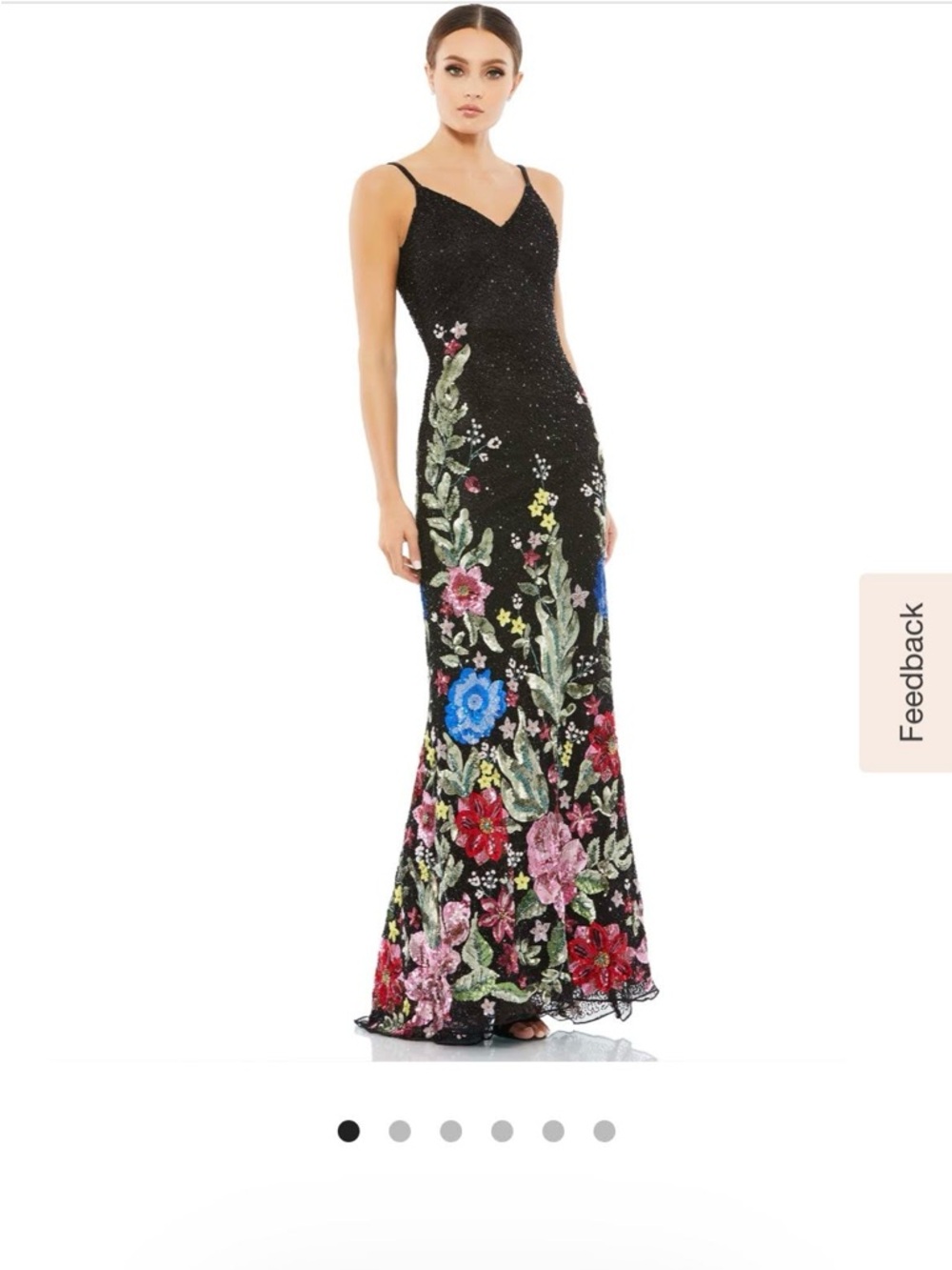 Black Floral Sequin Slip Gown